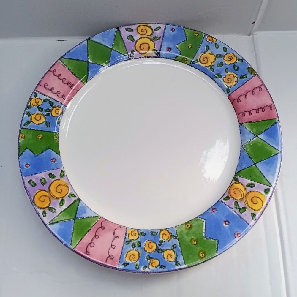 Vtg Sango The Sweet Shoppe Crepe Suzette Dinner Plate-3024-Floral-Geometric